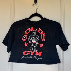 Black Vintage Golds Gym Crop Top